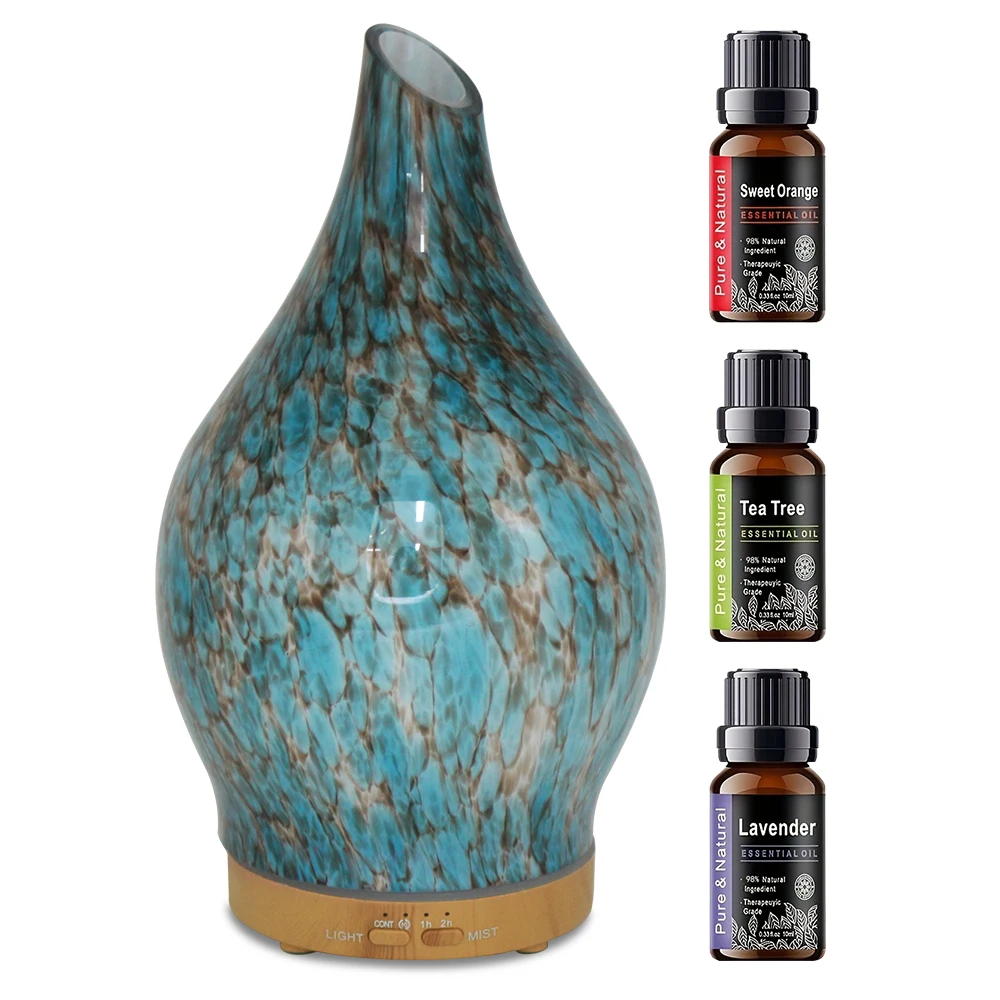 

7-Color Gradient Aromatherapy Diffuser 200ml with 3 Oils - Auto Timer Ultra-Silent Home Safe