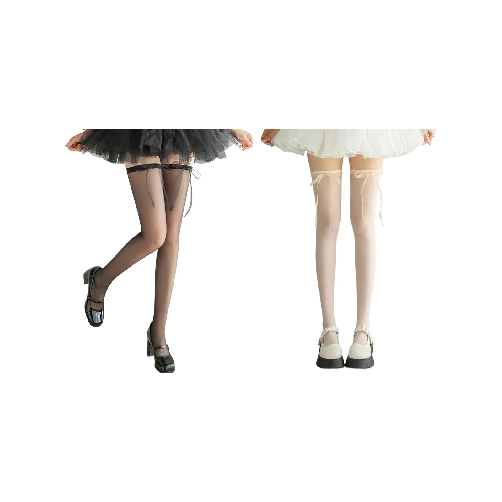 

Черно-белые кружевные чулки на бретельках в стиле Лолита (пара)