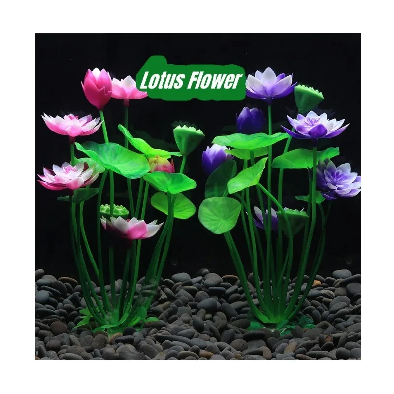 

10pcs Aquarium Plastic Water Grass Ornaments Artificial Lotus Flower Plastic Plants Fish Tank Landscaping Decoration