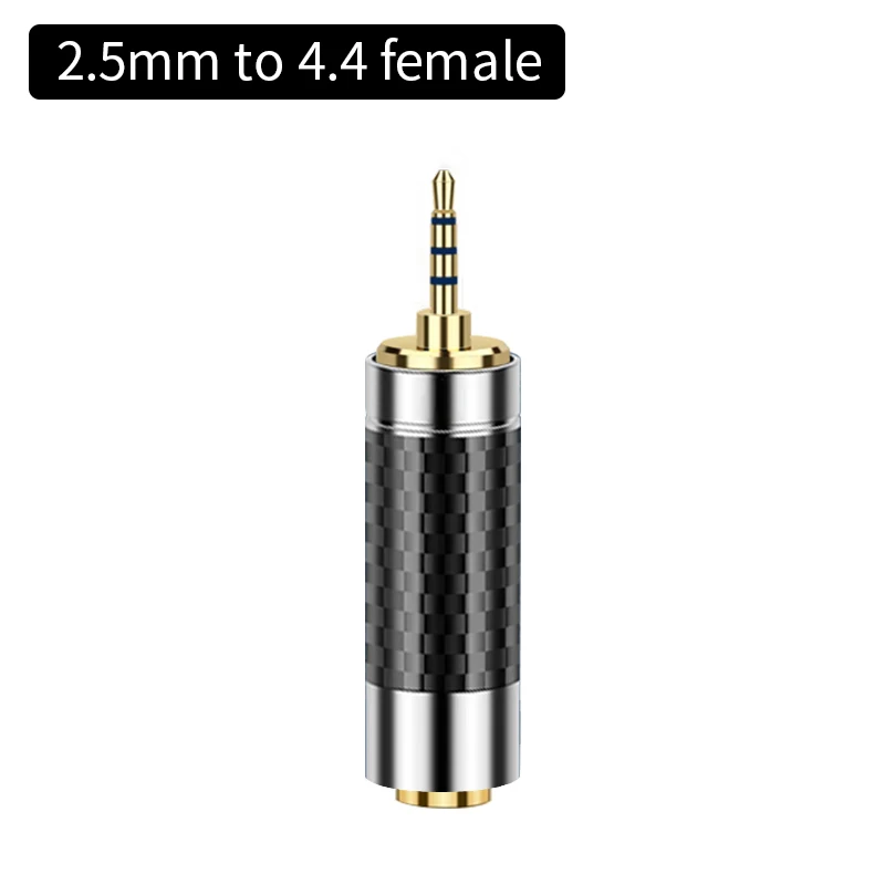 Vergoldeter Carbon-Faser-Audio-Adapter 2,5mm 3,5mm 4,4mm Stereo-Stecker Kopfhörer-Buchse Konvertierungsadapter