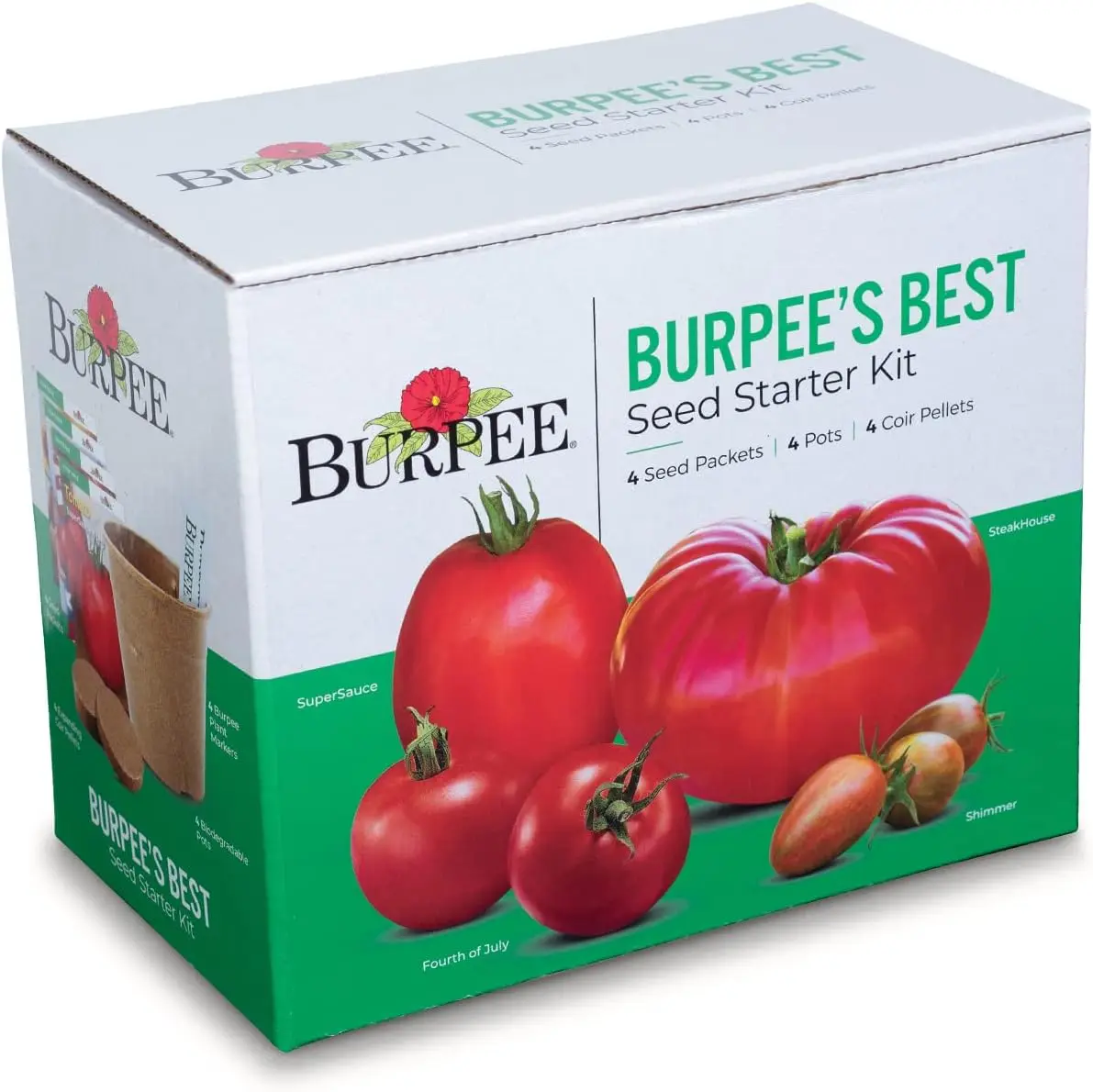 4 Tomato Seed Starter Kit with Pots & Soil Pellets, SuperSauce, SteakHouse, Fourth of July, Shimmer view 6