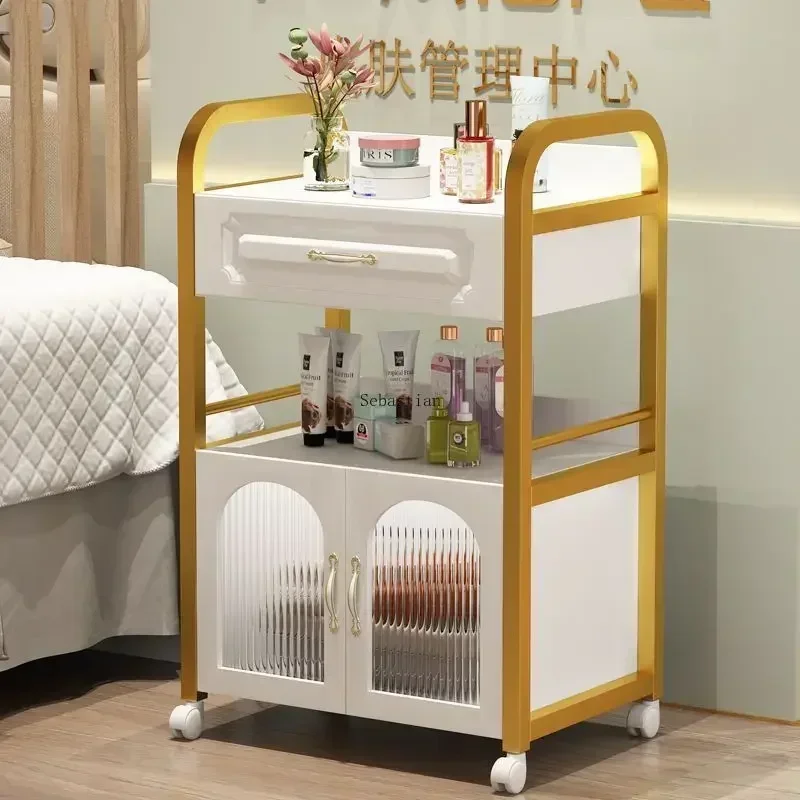 

Beauty Salon Mobile Dedicated Small Cart, Embroidery Nail Art Ear Picking Instrument Cart, Storage Cart, Hair Salon Tool Cart