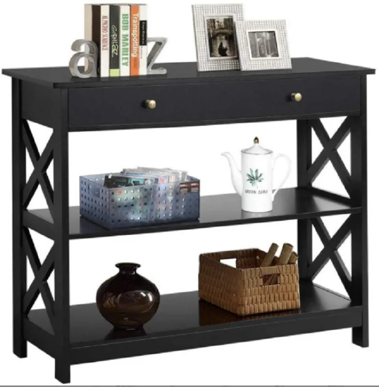 Retro panel style foyer decoration table, foyer table, edge table, wrought iron model room edge table with drawers table