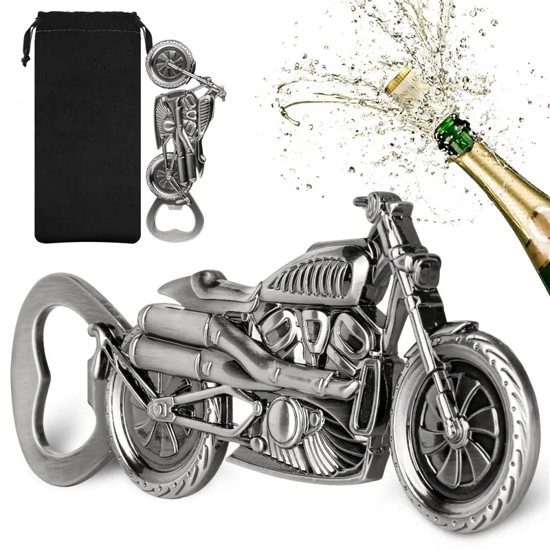 Cool Metal Beer Opener Motorcycle Shape Bottle Soda Opener Kitchen Bar Accessory Decoration Wedding Party Present Set with Bag