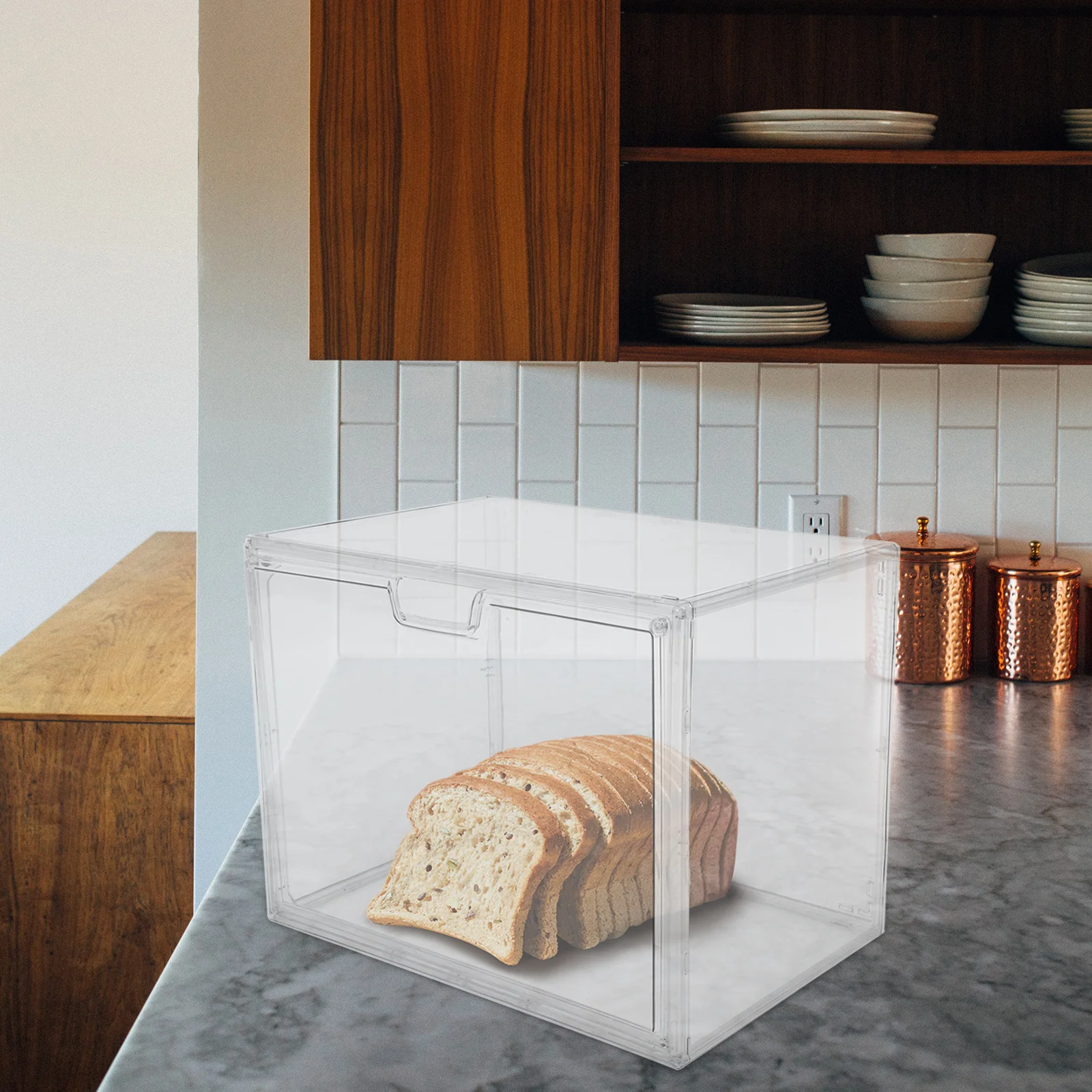 

1 шт. Прозрачный акриловый контейнер для хранения хлеба на кухонной столешнице, органайзер для хлеба, пищевой контейнер для дома и пекарни
