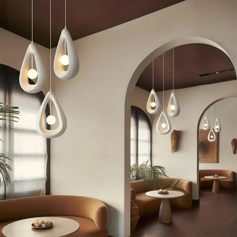 Nordic Minimalism Dining Room Pendant Lights Wabi Sabi Led Hanging Lighting Suspend Bedroom Home Decor Indoor Lamps Fixtures