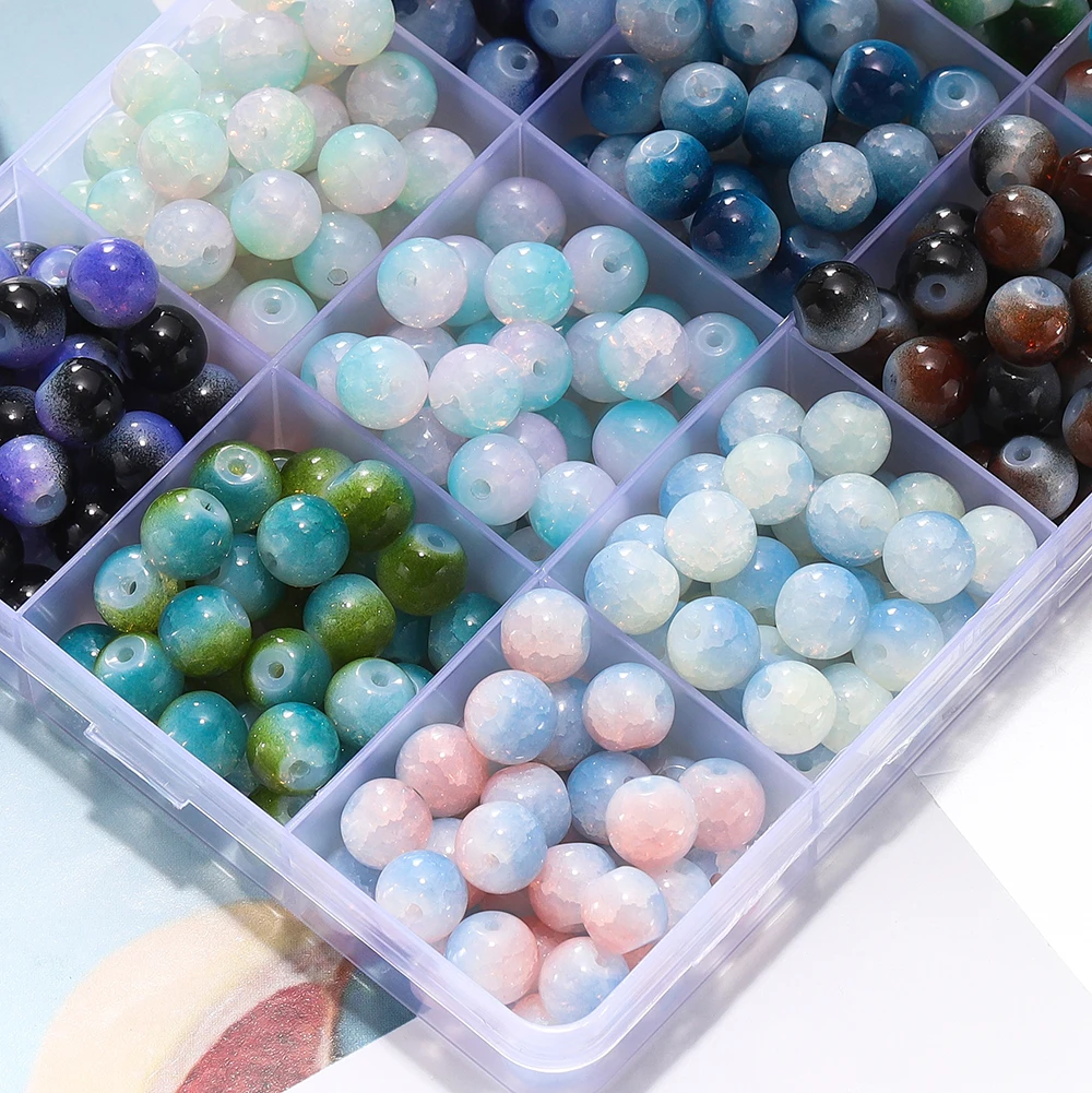 50/100pcs 8mm Colorful Glass Beads Spacer Loose Bead for DIY Bracelet Necklace Jewelry Making Accessories Supplies