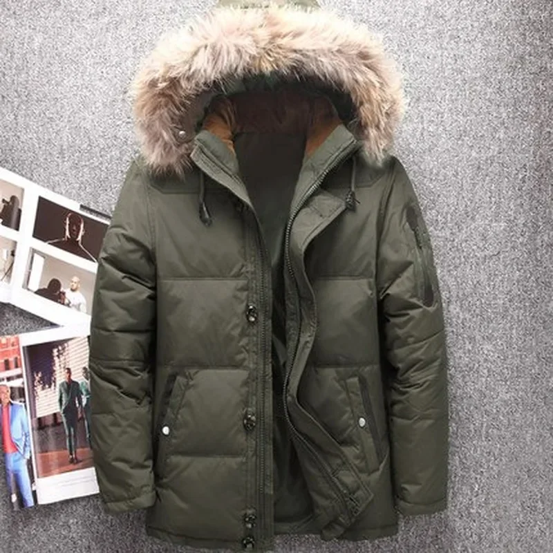 Winter Big Genuine Fur Hood Duck Down Jackets Men Warm High Quality Down Coats  Male Casual Winter Outerwer Down Parkas JK-633