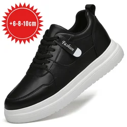 New Men's Leather Lift Shoes For Spring And Autumn Invisible Height Increased Shoes Height Increase 6cm 8cm10cm Casual Sneakers