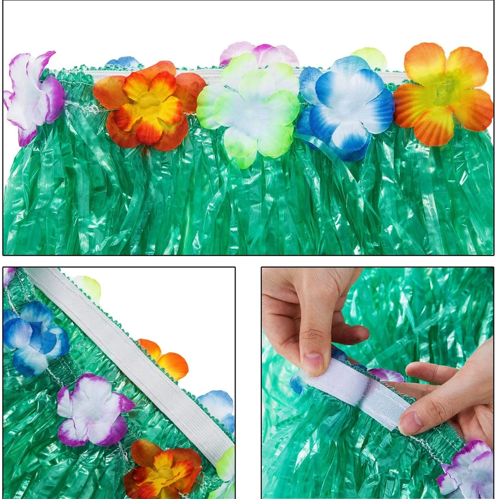 40/60CM Hawaiian Hula Skirt Children Adult Beach Hula Show Grass Dress Flower Skirt Garland Costume Set Tropical Party Decoratin