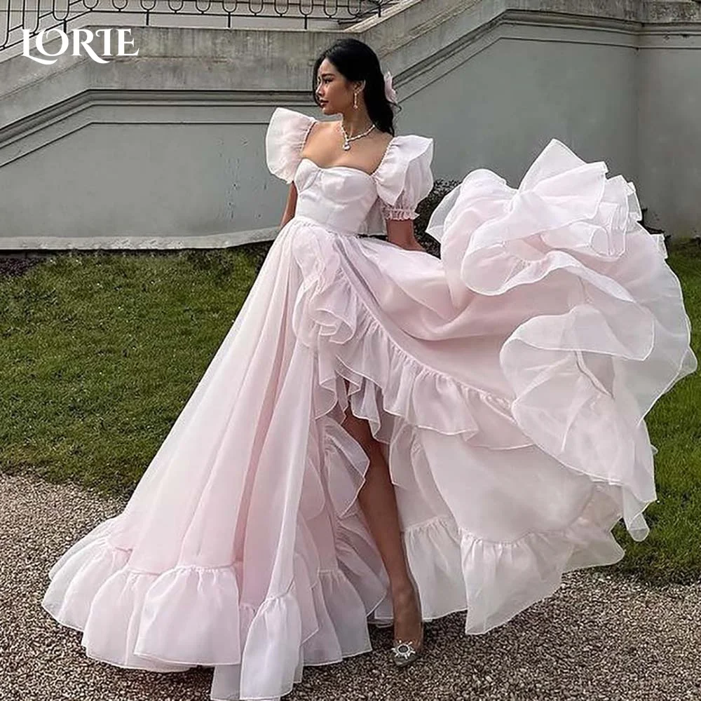 LORIE Princess Party Dress z bufiastymi rękawami Ruched Sweetheart suknia wieczorowa formalne okazje różowa wzburzona suknia wieczorowa na bal maturalny dostosowane