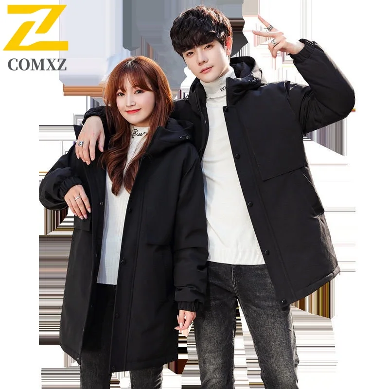 

COMXZ Men's Bread Jacket Trendy Brand Hooded Ski Trip Thick Insulation Padded Jacket Daily Wear Windproof Design Winter Padding