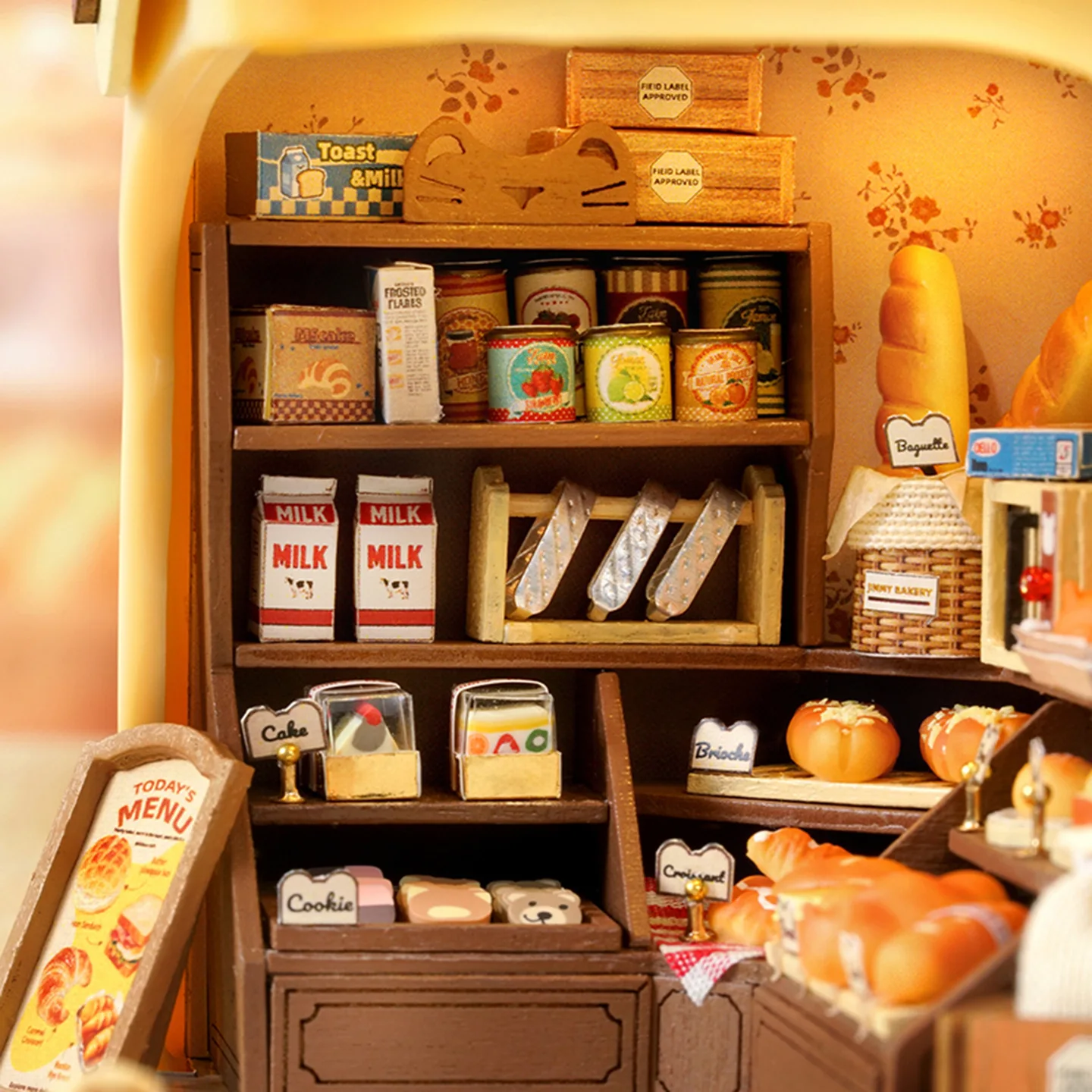 Kits DIY 3D de Madeira 2 em 1 - Livraria Mágica e Padaria do Jimmy, Quebra-Cabeça 3D, Decoração Artesanal e Presente de Aniversário para Amantes de Artesanato