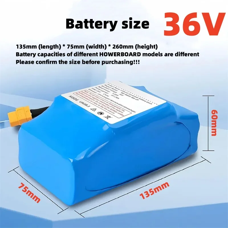 

6000mAh/4400mAh 36V 10s2p rechargeable lithium battery pack for self-balancing electric scooters, unicycles, hoverboards