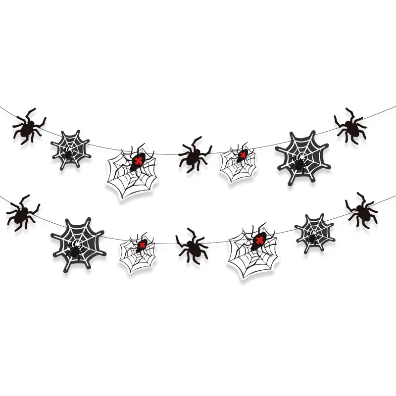 لافتة علم الهالوين قطع معلقة محاكاة حلي عنكبوتية معلقة لوازم الحفلات ديكور المشهد سحب الزهور