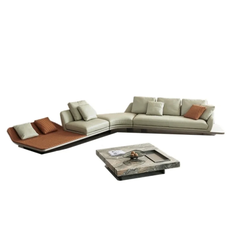 

Italian Minimalist Light Luxury Curved Corner Shaped Living Room Villa Large Flat Sofa