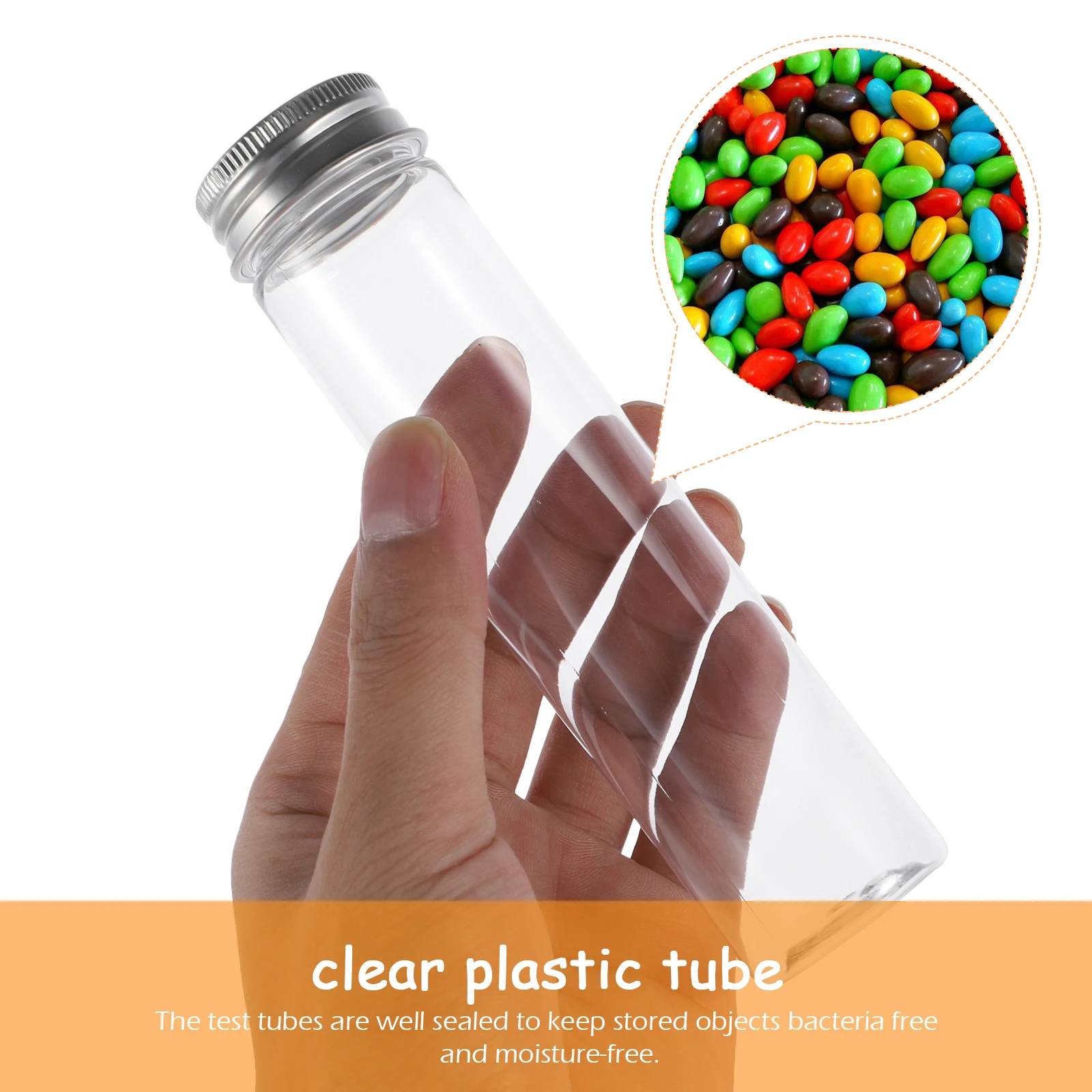 

10 PCS Test Tubes Flat Bottom Bottomed Clear with Cap Powder Candy Caps Plastic