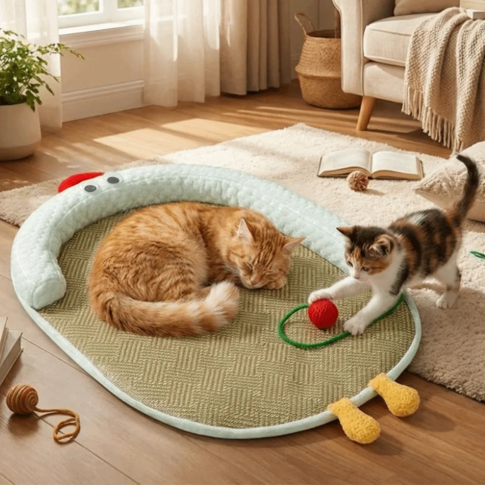 

Ice Silky Cooling Pet Cooling Mat Anti-slip Neck Support Dog Sleeping Mat Breathable with Ball Pet Nest Mat Household