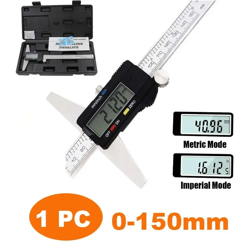 0-150mm Digital Depth Gauge 0.01 Stainless Steel High Precision Depth Vernier Caliper Depth Micrometer Gauge Measuring Tools