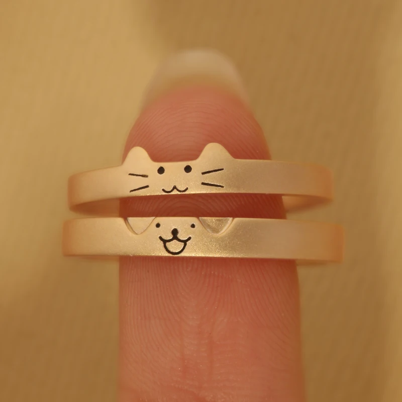 AZS Designer Handcrafted Custom Cat&Dog Diary Gold-Plated Silver Rings for Lovers' Special Occasions - Valentine, Wedding rings