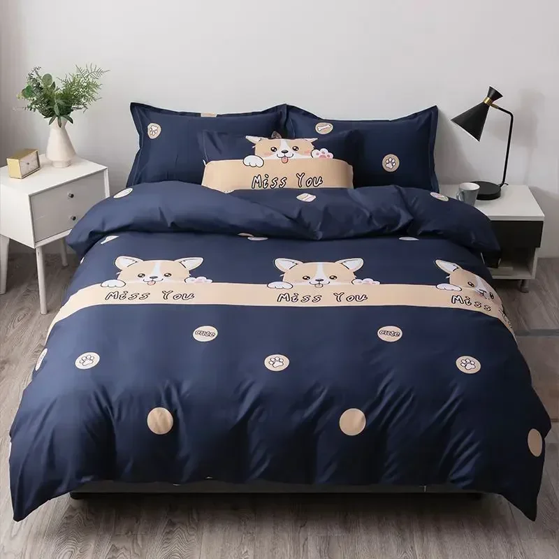 WASART Nordic style geometric printed duvet cover bed sheet pillowcase couple 2 people luxury double bed bedding four-piece set