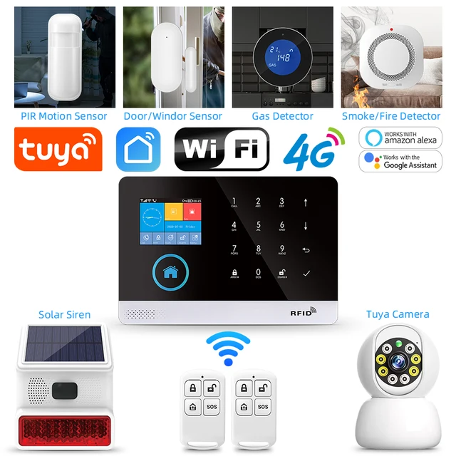 4G GSM Wifi bezprzewodowy System alarmowy w domu Tuya inteligentny domowy aparat zabezpieczający dziecko kamera antykradzieżowa inteligentna aplikacja życia współpracuje z Alexa