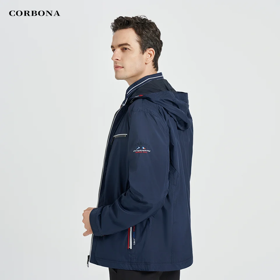 CORBONA-Casaco leve de manga comprida masculino, parka destacável, casaco à prova de vento, moda casual, primavera e verão, novidade, 2022