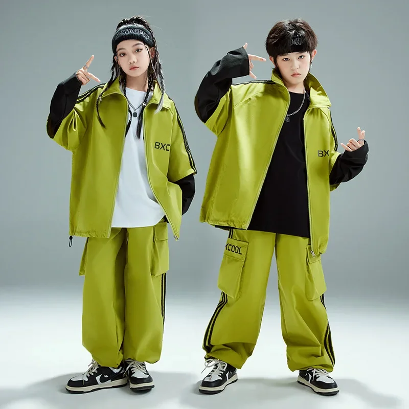 

Boys Hip Hop Jacket Casual Pants Dance Outfits Children Patchwork Coat Streetwear Clothes Sets Teens Kids Fashion K-pop Costumes