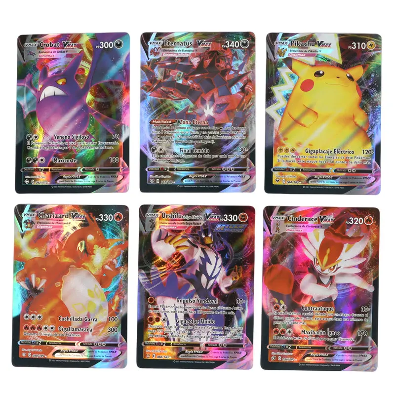 100Pcs All Shiny Spanish PKM PTCG cards Rare Vmax TAG TEAM V Energy Card Collectible Card PKM Trading card