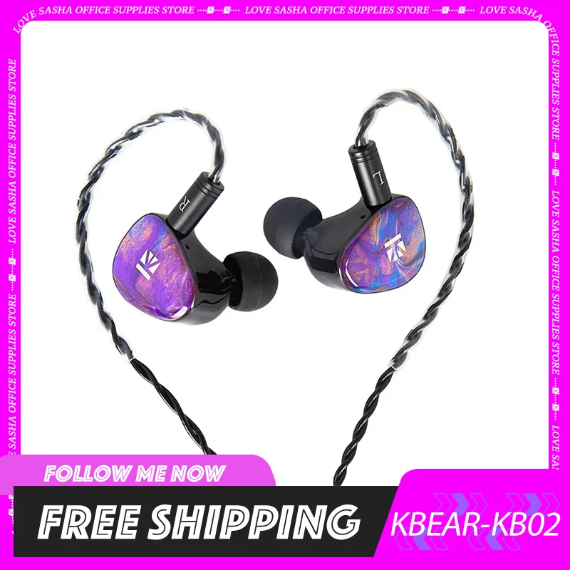 KBEAR-KB02 In-Ear Bone Conduction Hifi Bass Monitor Wired Headphones Hybrid Earphones With Replaceable Iem Cable Earphone Custom