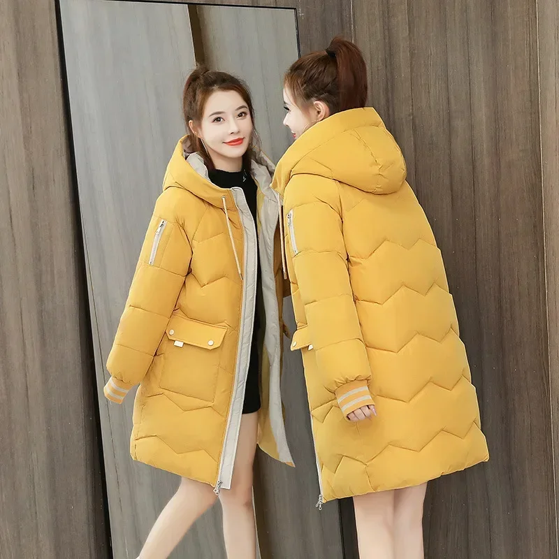 Women Winter Down Cotton Parkas Jacket 2024 Women Warm Thick Cotton Coat Korean Loose Hooded Parkas Female Outwear Winter Jacket