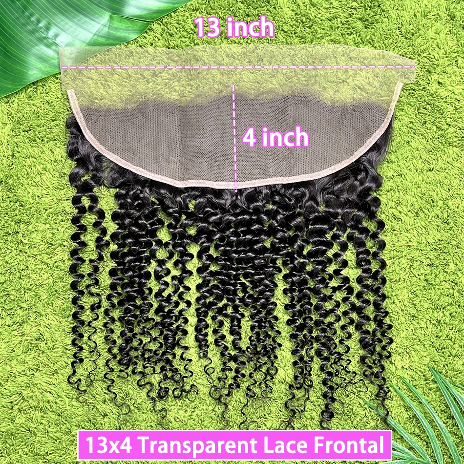 

Deep Curly 13x4 Transparent Lace Frontal 100% Human Hair #1B Natural Black Color Invisible Lace Raw Virgin Vietnamese Human Hair