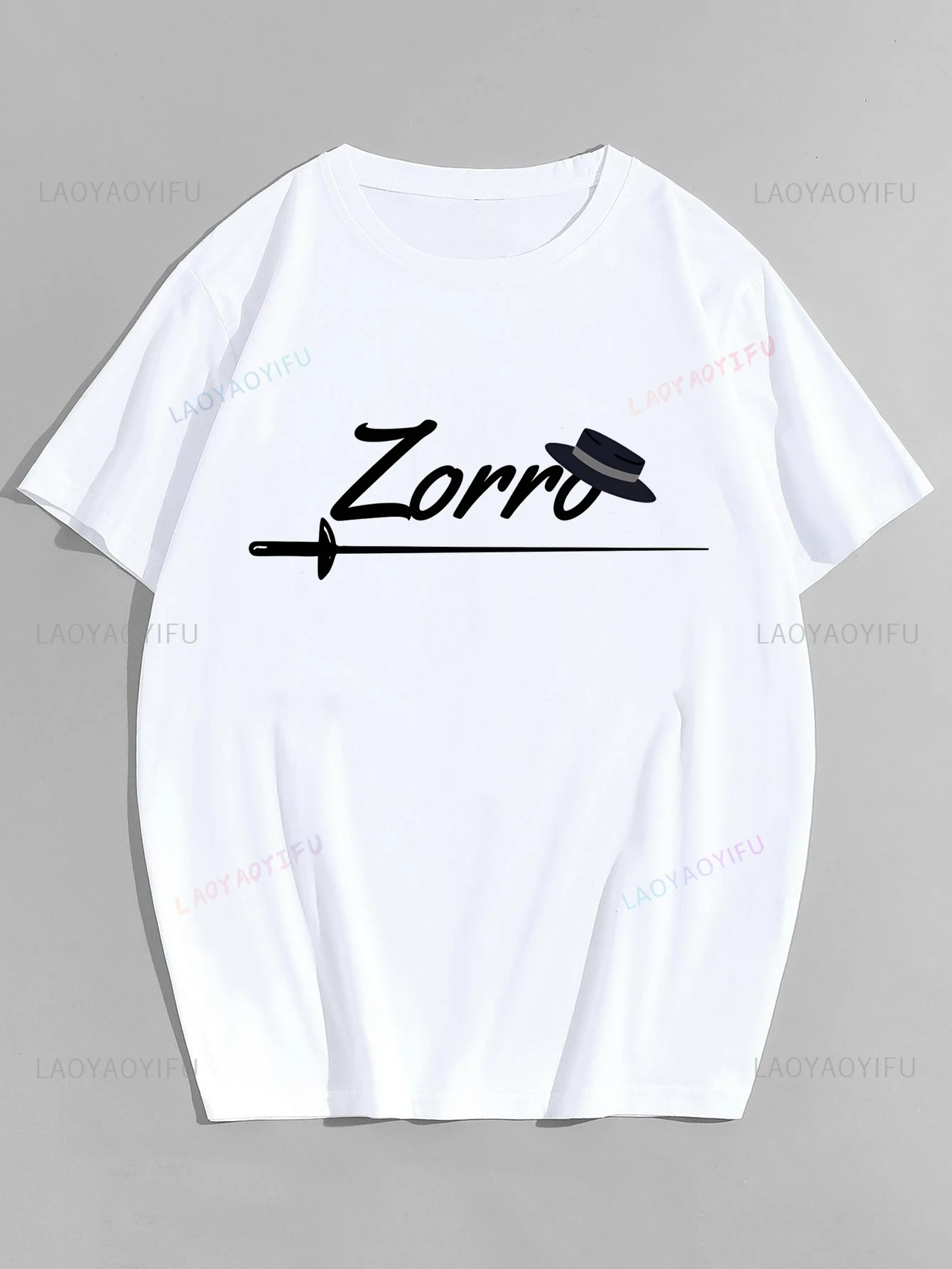 Stylish Retro Movie Zorro Printed T-shirt Top Neutral Trend Harajuku Short Sleeved Unisex Shirt Pattern Large T-shirt