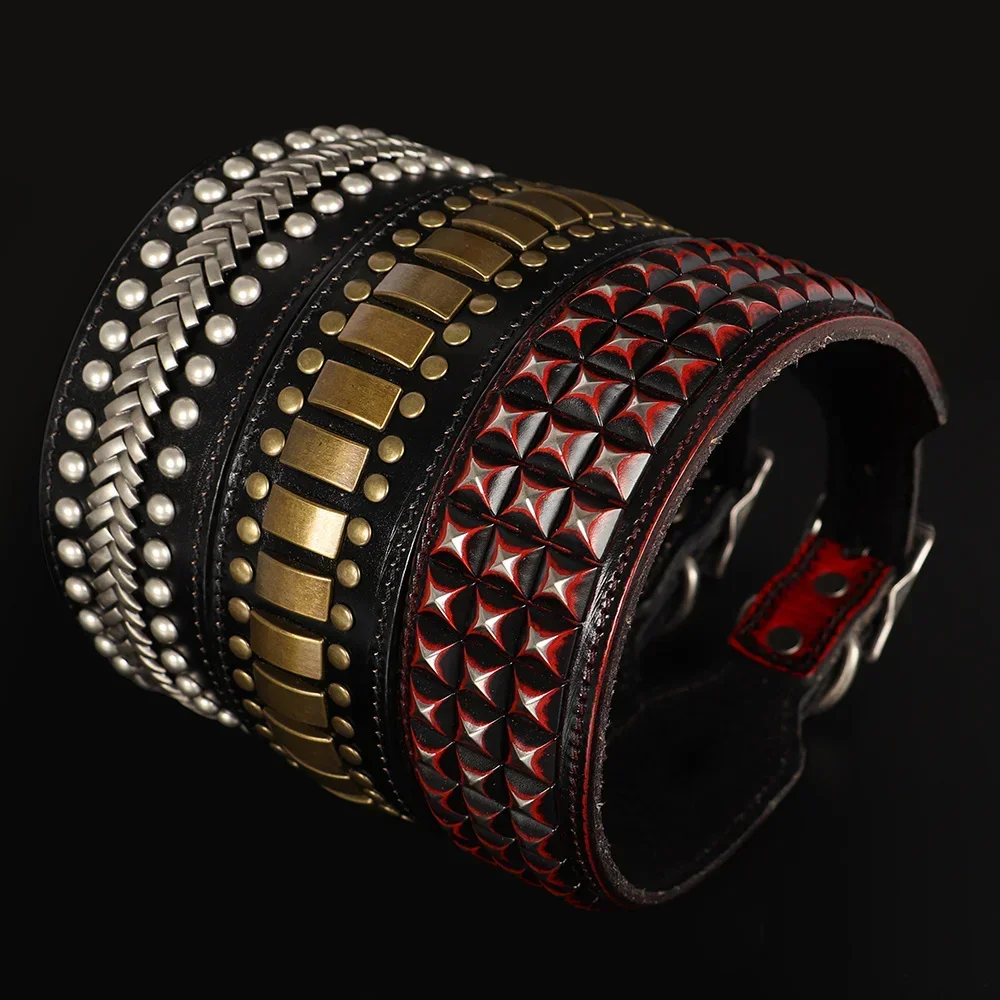 Collare per cani di grandi dimensioni anti-morso in metallo di vacchetta Pitbull Golden Retriever Collari Doberman Accessori per cani Correa Perro Дл Ся®бак