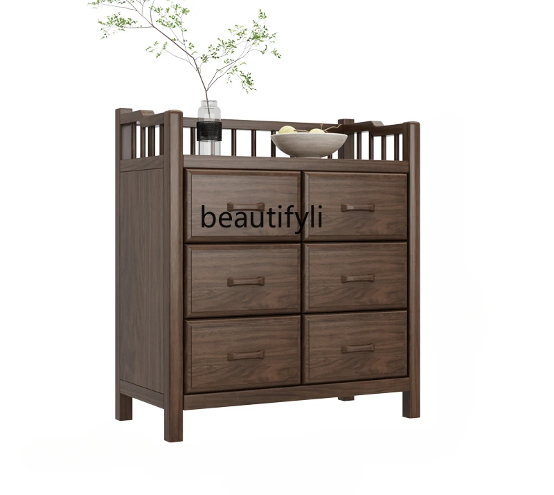 

Chinese-style North American black walnut solid wood bedroom storage cabinet household modern simple six-chest cabinet