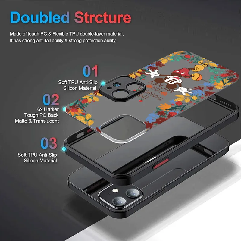 Disney Mickey Minnie Mouse Case For iPhone 15 14 13 12 11 Pro Max mini X XR XS 7 8 6 Plus SE 2020 Shockproof Matte Hard PC Cover