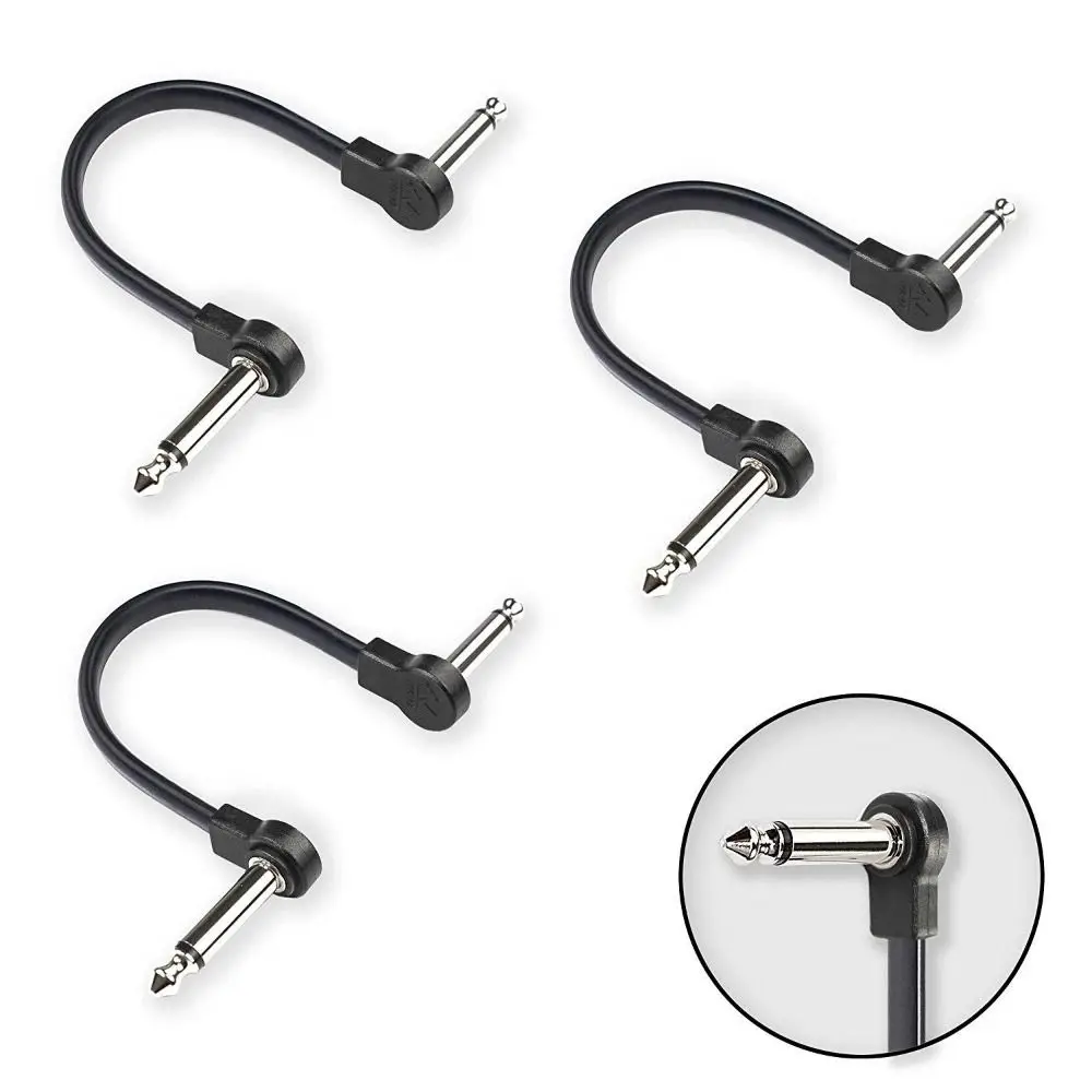 New 10/15/20/30/50cm Guitar Effects Pedal Cable Copper Core Round Head Audio Cable Leads 1/4 Right L Link Line Connector Plug