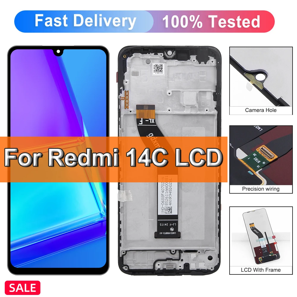 

6,88 ''для Xiaomi Redmi 14C ЖК-дисплей с сенсорной панелью в сборе для Redmi14C Замена ЖК-дисплея с рамкой 100% тестирование