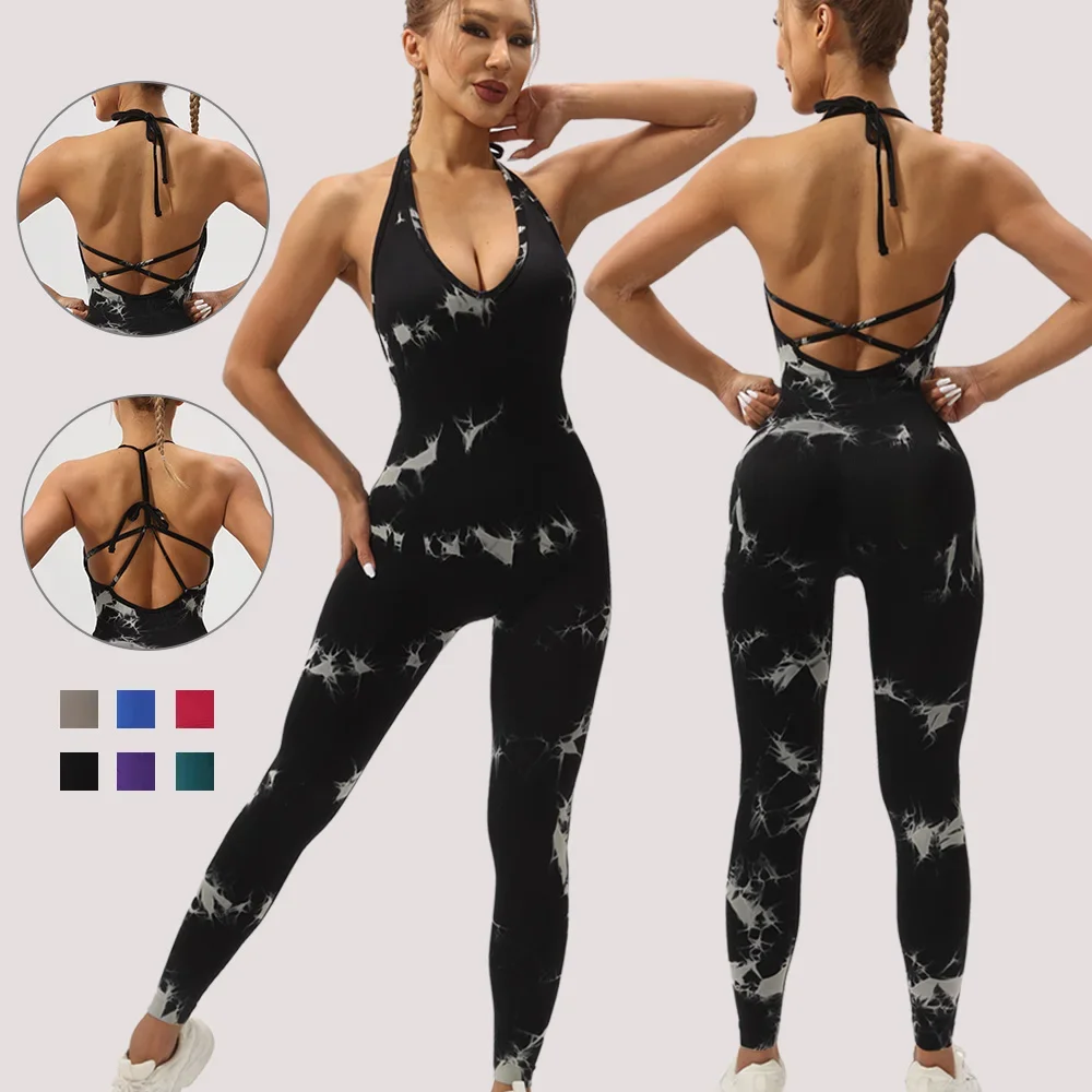 

Sexy Backless Yoga Jumpsuits For Women Fitness Push Up Hollow Slim Fit Gym Rompers Workout Playsuits Sports Tights Bodysuit
