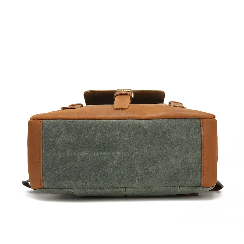 [حقيبة ظهر من القماش المشمع] حقائب ظهر من جلد البقر والزيت للجنسين حقائب ظهر مقاومة للماء مقاس 15 بوصة حقائب نهارية لأجهزة الكمبيوتر المحمولة سعة كبيرة Mochilas عتيقة