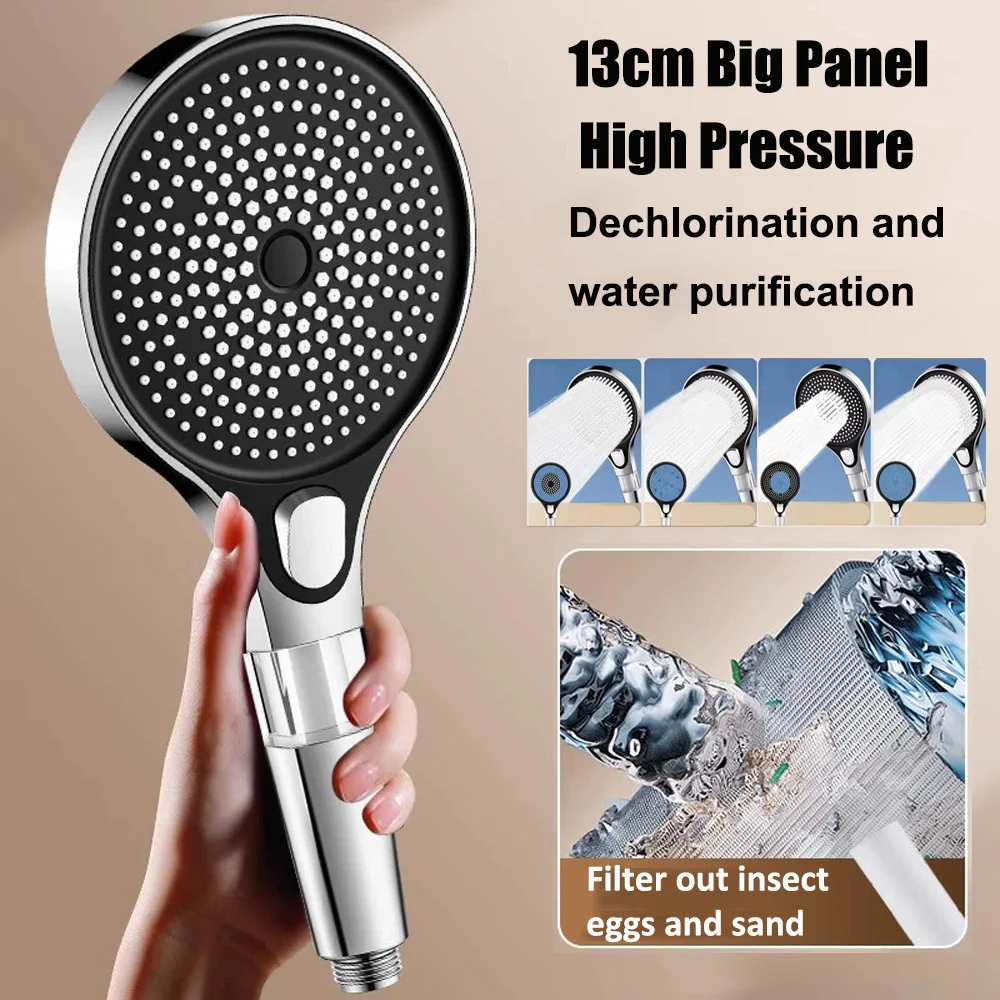Nuevo Panel grande de 13CM, cabezal de ducha de 4 modos, cabezal de ducha de masaje de agua de alta presión con elemento filtrante, accesorios de baño