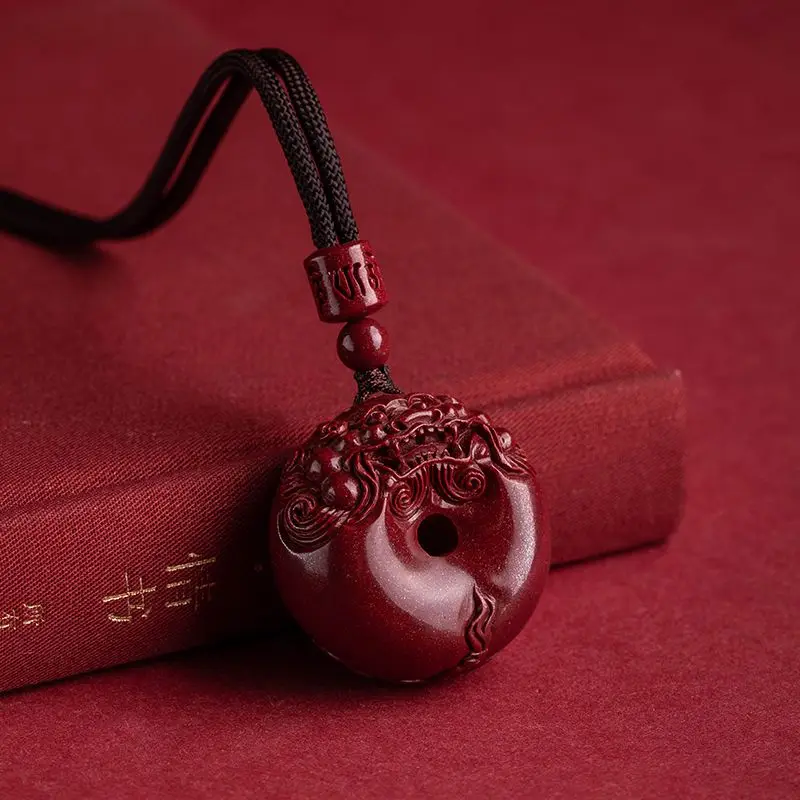 

Подвеска с пряжкой Pixiu из натуральной необработанной киновари, классические модные универсальные украшения