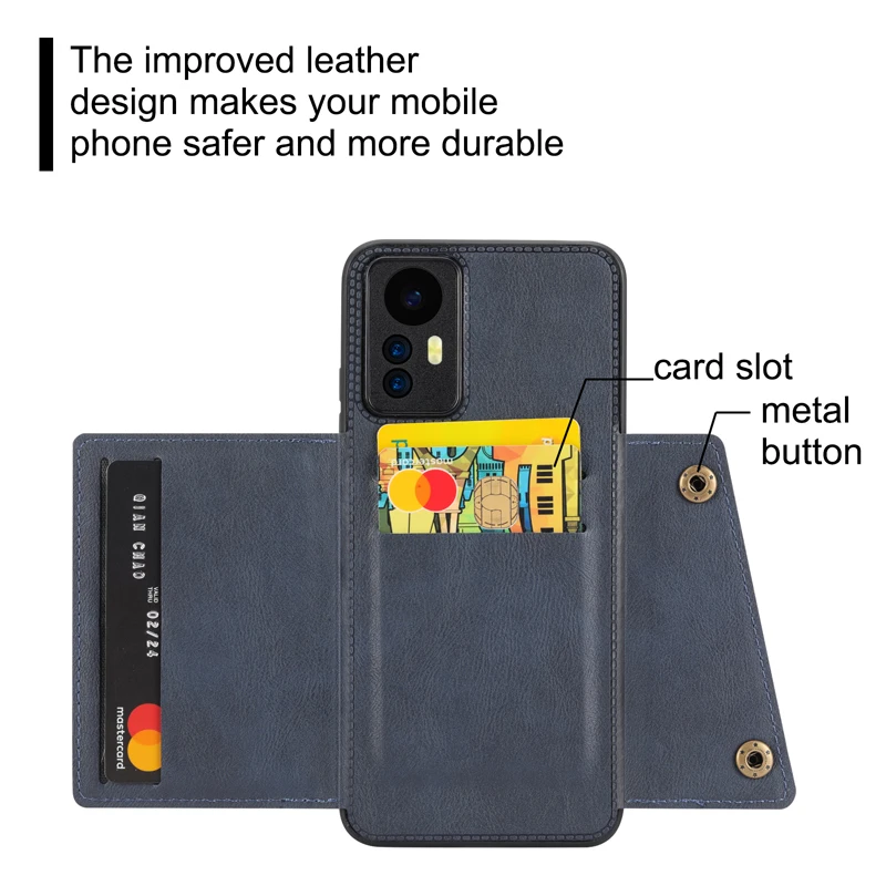 Автомобильный магнитный держатель с слотом для карт из искусственной кожи, задний флип-чехол для телефона для Xiaomi Redmi Note 12S 4G 2303CRA44A, чехол-кошелек с несколькими картами