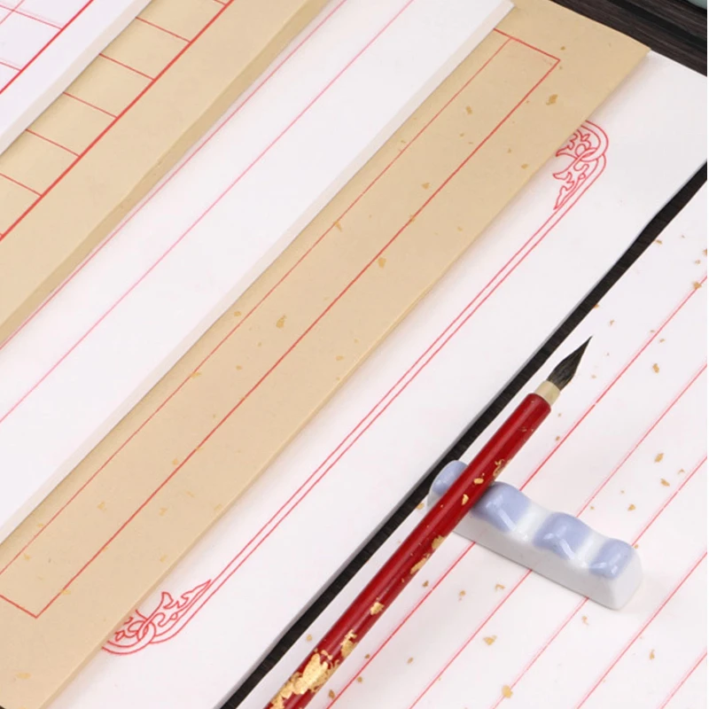 Vertical Grid Xuan Paper Letter Writing Paper Half Raw Half Cooked Rice Paper for Calligraphy Competition Practice Art Supply