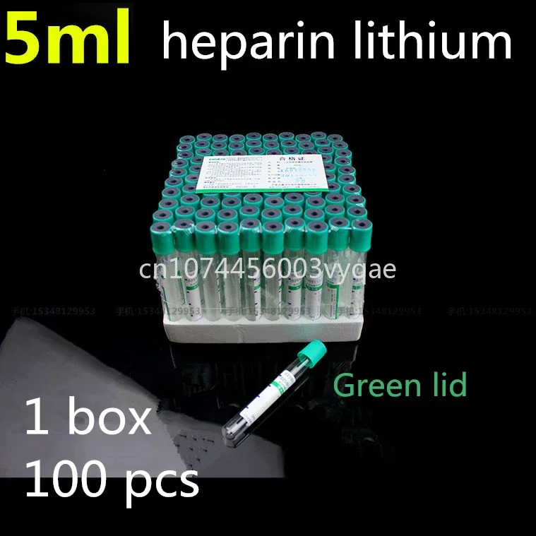 medical Disposable vacuum suction tube heparin lithium 5 10ml green cap with anticoagulant biochemical tube Green lid Laboratory