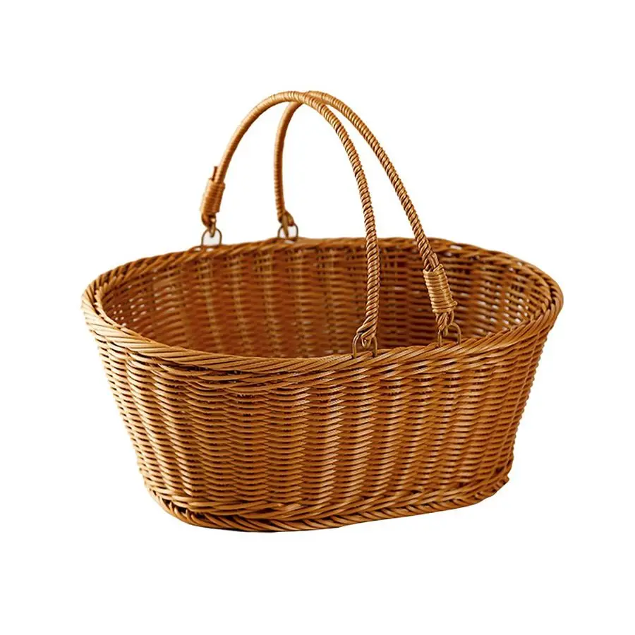 

Плетеная корзина для пикника с ручкой, Пасхальные корзины с ручкой, Корзина для покупок ручной работы, Многоразовые плетеные корзины для пасхальных яиц