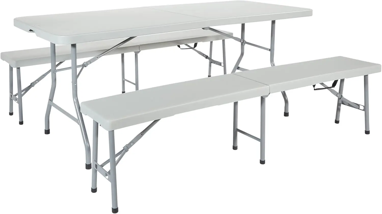 Furniture for Indoor or Outdoor Use, 3-Piece Set, 2 Folding Benches and 6 Foot Table