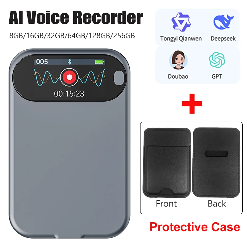 1.47-inch Screen AI Recorder ChatGPT Intelligent Transcription Summary Cloud Synchronization Recording Pen 8-256GB Dictophone
