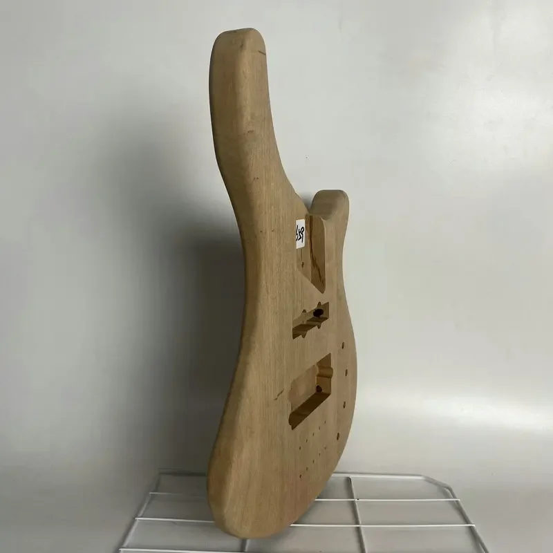 YB659 Natural Solid Redwood Ative Pickups Model Electric Bass 5 Strings Unfinished Body No Paints for Replacement and DIY