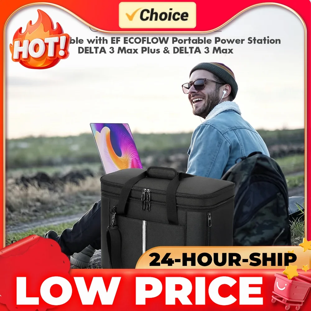 Hard Protective Case Fit for Ecoflow Delta 3 Max Plus/Delta 3 Max Crossbody Travel Bag for Outdoor Camping RV Trip Emergency Use